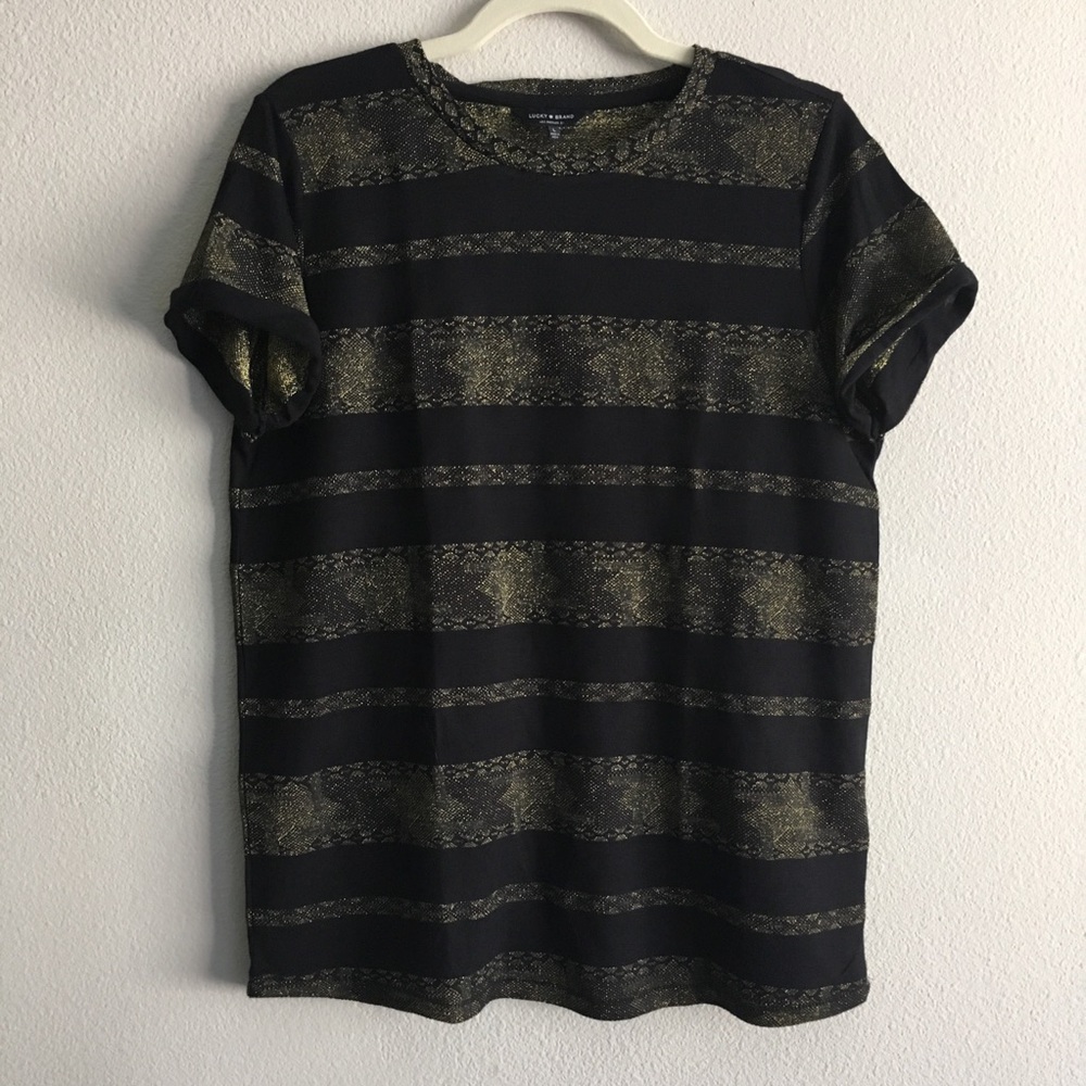 Lucky Brand|Black & Gold T-shirt|Size:L